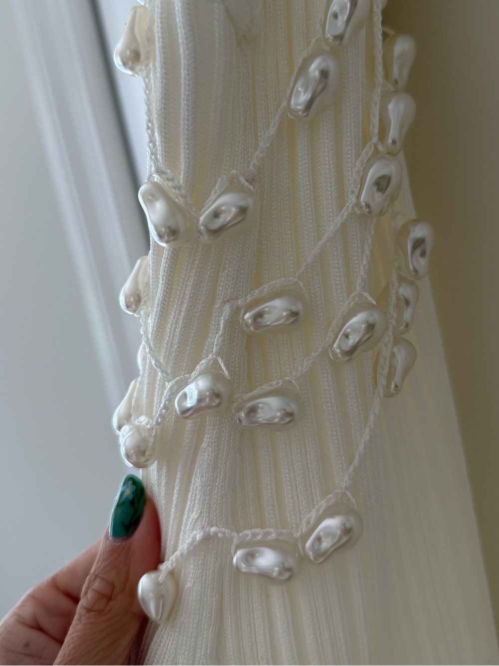 Cult Gaia Oliviana Faux Pearl Adorned Knit Mini Dress Off White - Picture 10 of 15